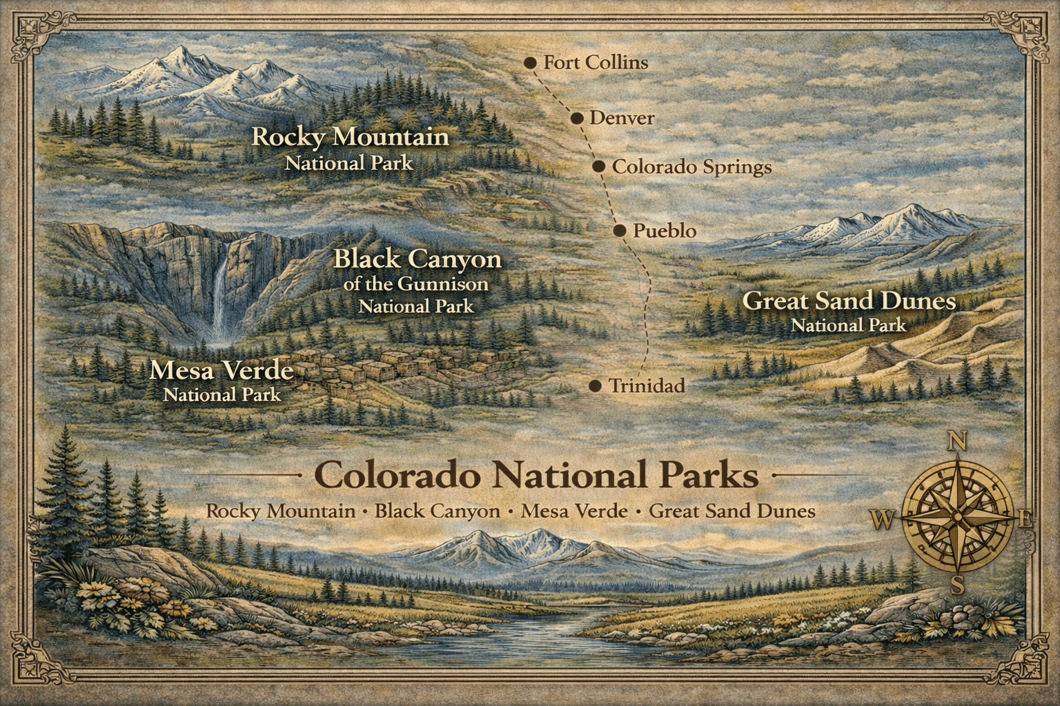 Colorado Park Map - National Parks Collection - Image 1