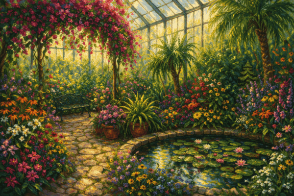 Sunlit Evergreen Conservatory