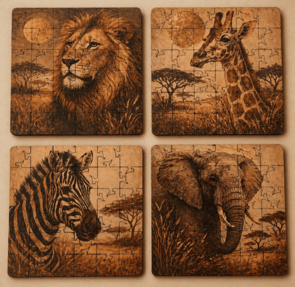 Safari Puzzle Coaster Set