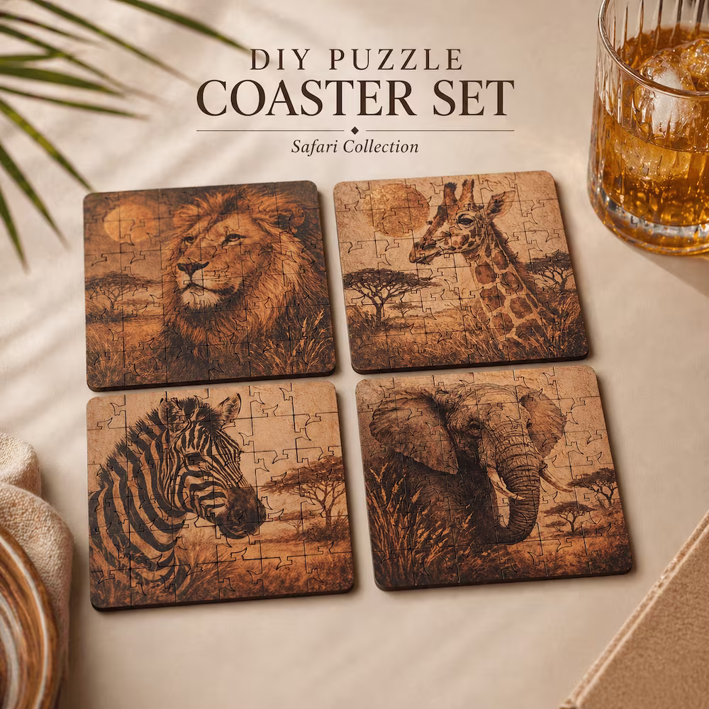Safari Puzzle Coaster Set - Image 1