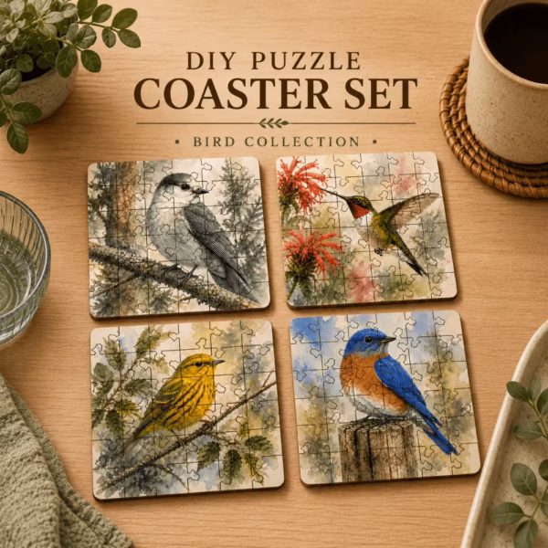 Bird Puzzle Coaster Set