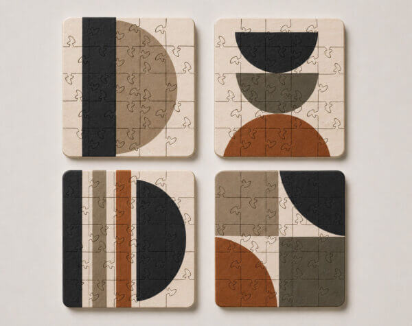 Mid Century Modern Puzzle Coaster Set