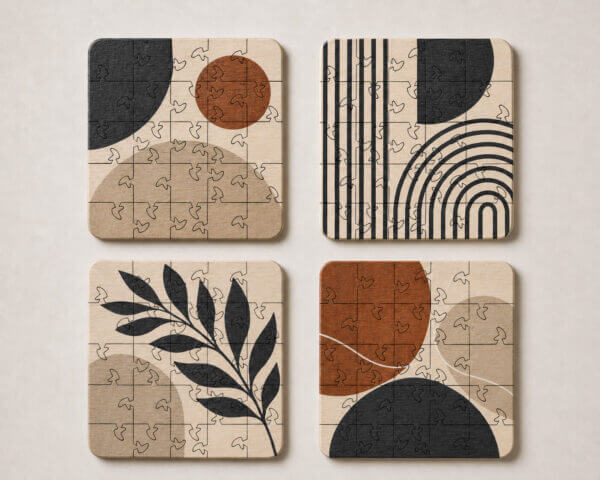 Mid Century Modern Puzzle Coaster Set