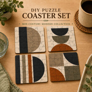 Mid Century Modern Puzzle Coaster Set