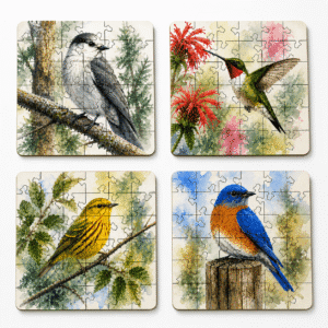 Bird Puzzle Coaster Set - Image 2