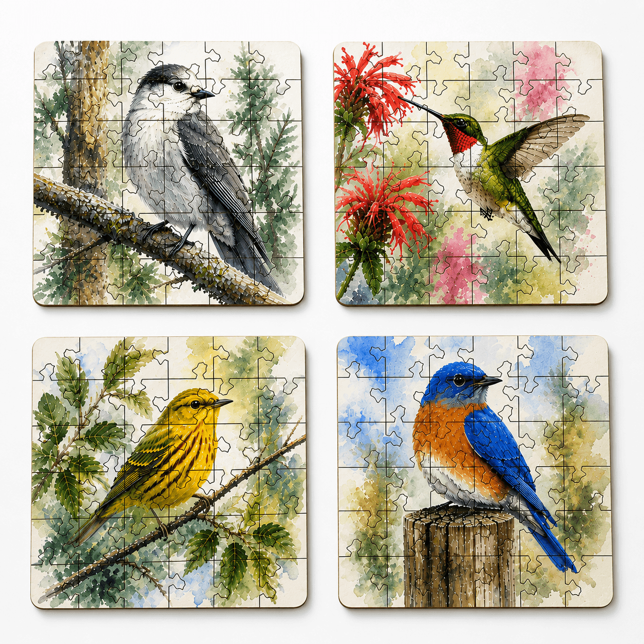Bird Puzzle Coaster Set - Image 2