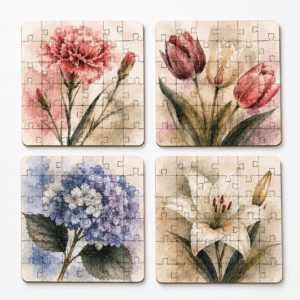 Flower Puzzle Coaster Set - Image 3