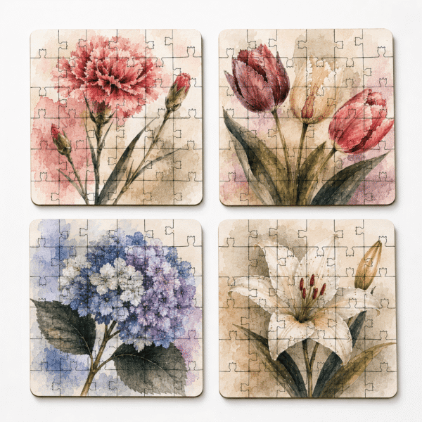 Flower Puzzle Coaster Set