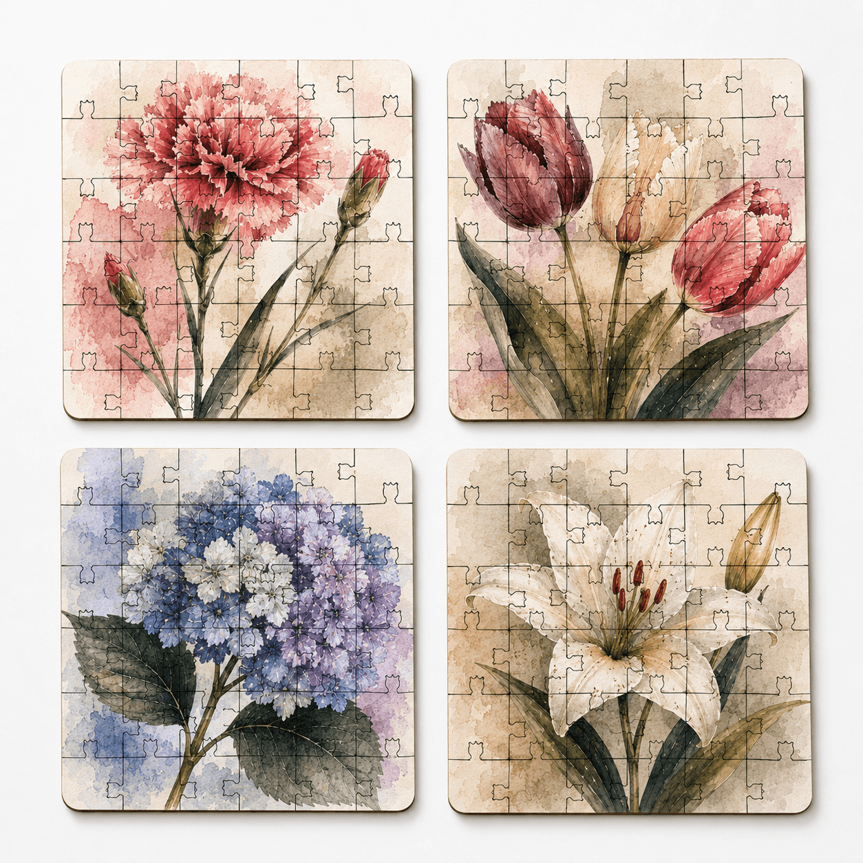 Flower Puzzle Coaster Set - Image 3