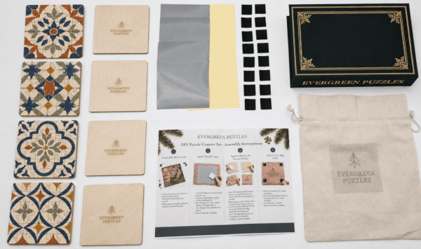 Spanish Mosaic Puzzle Coaster Set