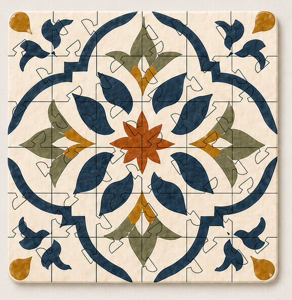Spanish Mosaic Puzzle Coaster Set