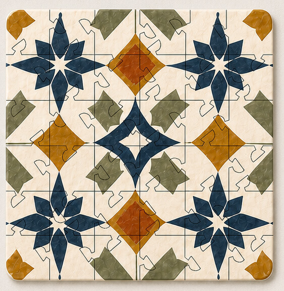 Spanish Mosaic Puzzle Coaster Set