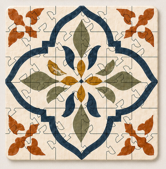 Spanish Mosaic Puzzle Coaster Set