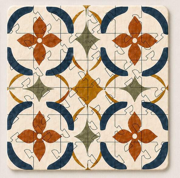 Spanish Mosaic Puzzle Coaster Set
