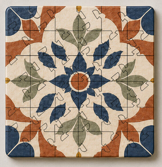 Spanish Mosaic Puzzle Coaster Set