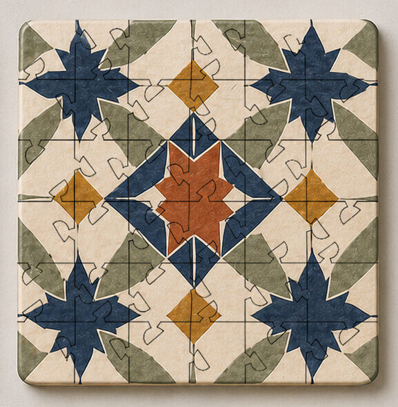 Spanish Mosaic Puzzle Coaster Set