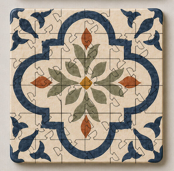 Spanish Mosaic Puzzle Coaster Set