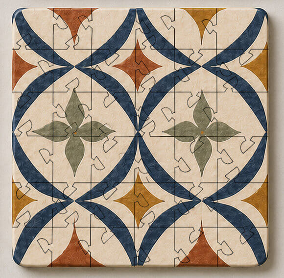 Spanish Mosaic Puzzle Coaster Set