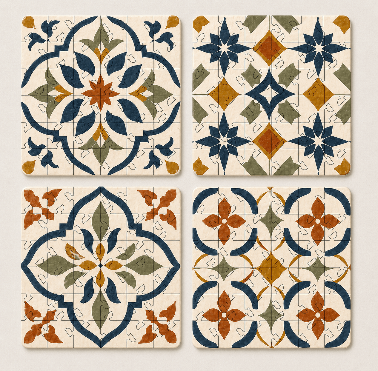 Spanish Mosaic Puzzle Coaster Set - Image 4