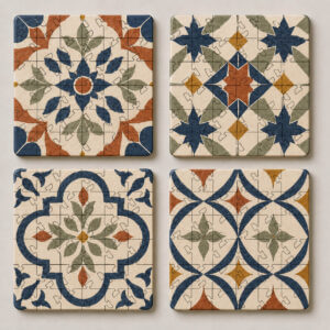Spanish Mosaic Puzzle Coaster Set - Image 3